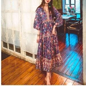 Hey Samy Floral Boho Maxi Dress Size S NWT